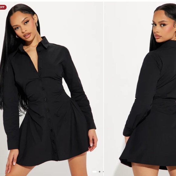 Friday Feels 100% Cotton Poplin Shirt Dress Black and Sage Green Size 2x NWT - Picture 2 of 2